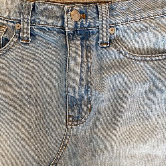 Madewell Rigid Denim A-Line Skirt Cut Out Edition Raw Hem Size 27 - Picture 3 of 11